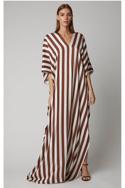 Woman Printed Soft Satin Silk Kaftan