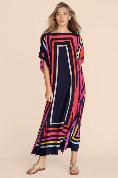 Woman Printed Soft Satin Silk Kaftan