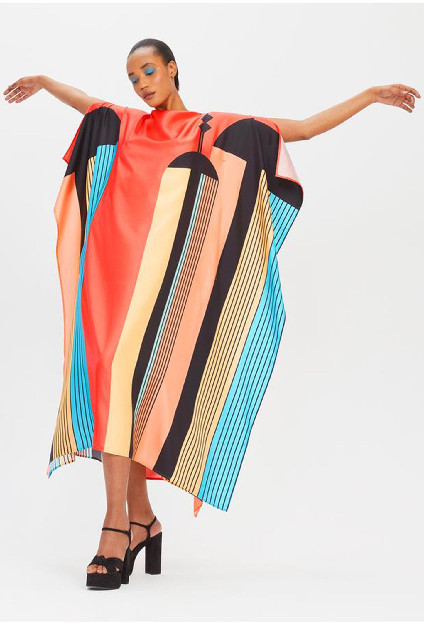 Woman Printed Soft Satin Silk Kaftan