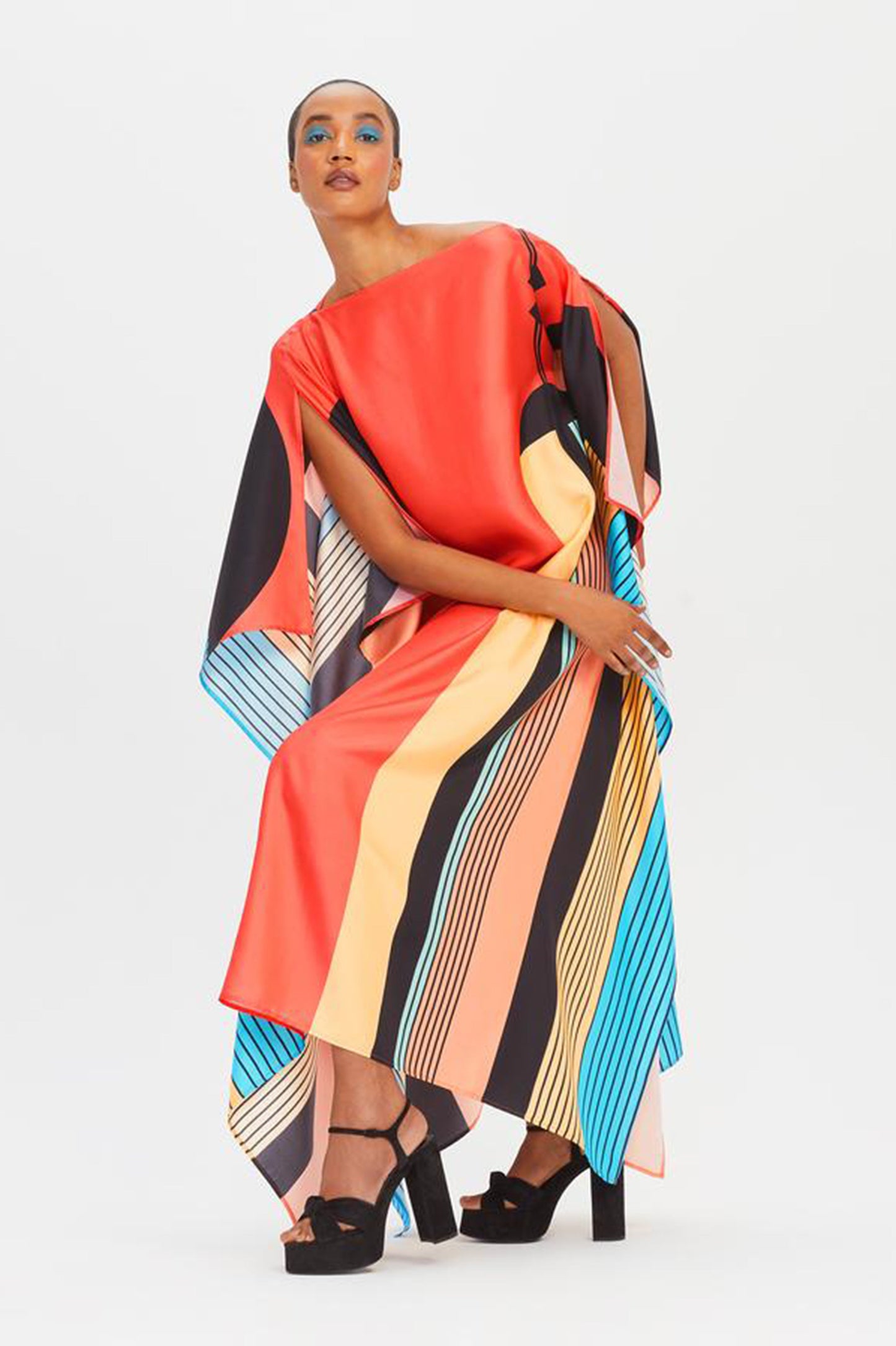 Woman Printed Soft Satin Silk Kaftan