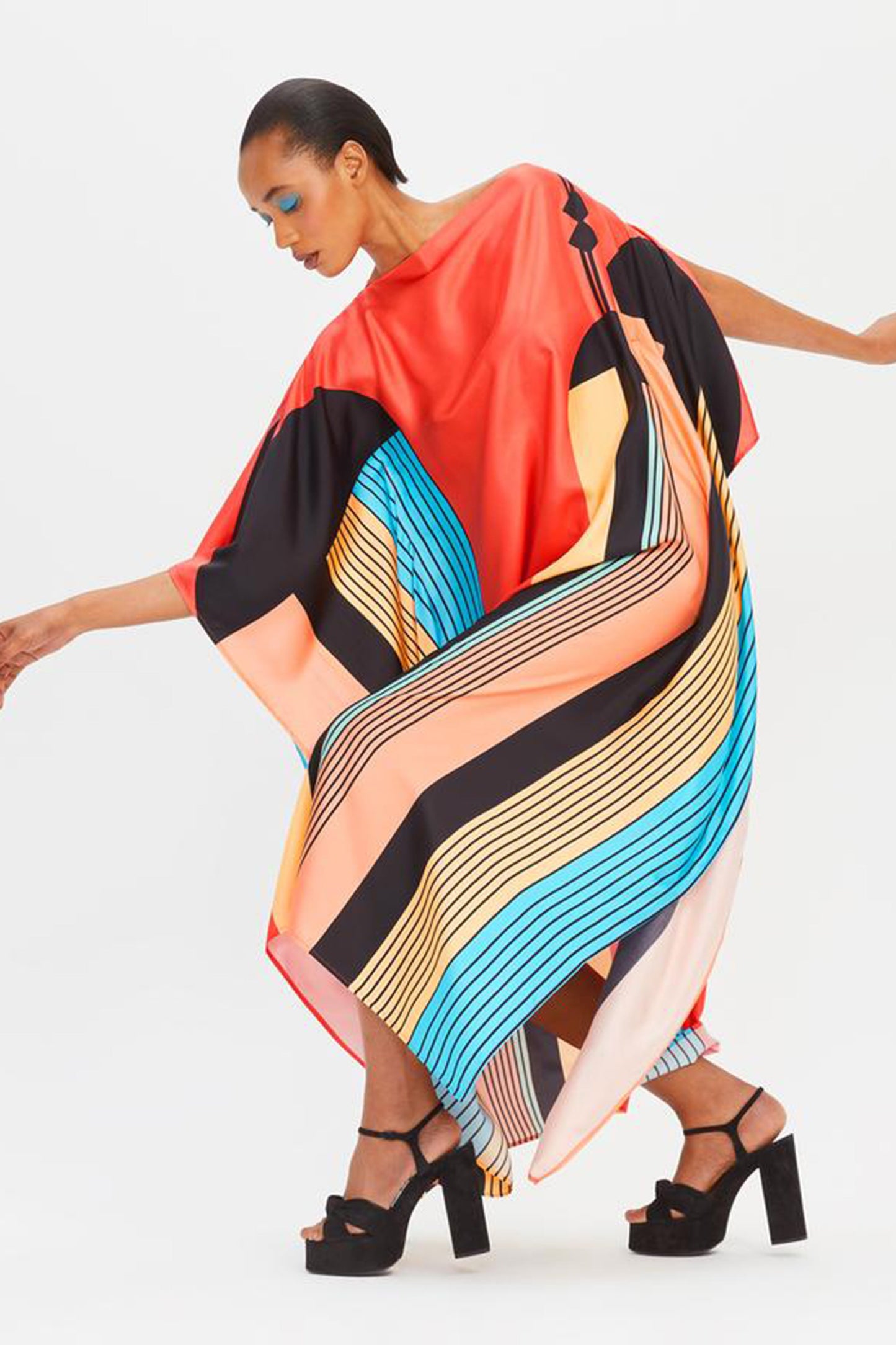 Woman Printed Soft Satin Silk Kaftan