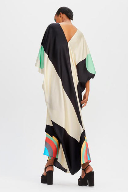 Woman Printed Soft Satin Silk Kaftan