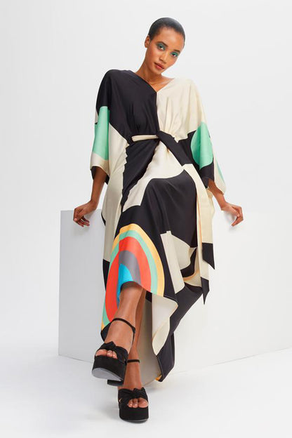 Woman Printed Soft Satin Silk Kaftan