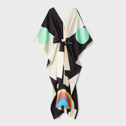 Woman Printed Soft Satin Silk Kaftan