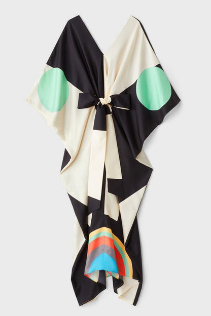 Woman Printed Soft Satin Silk Kaftan