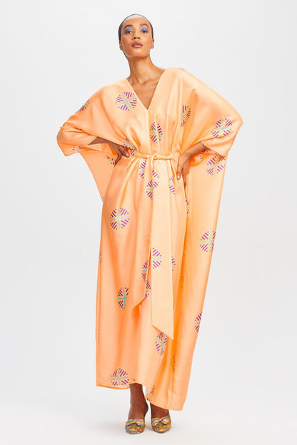 Woman Printed Soft Satin Silk Kaftan