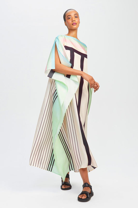 Woman Printed Soft Satin Silk Kaftan