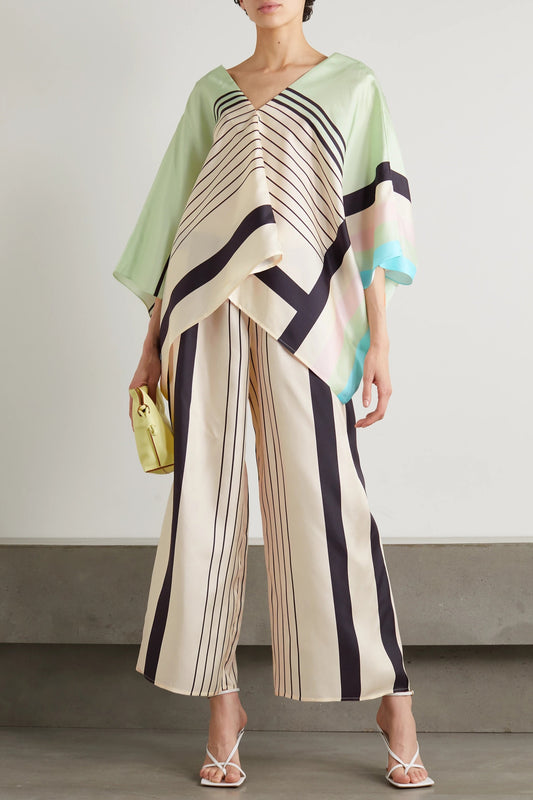Woman Printed Soft Satin Silk Kaftan