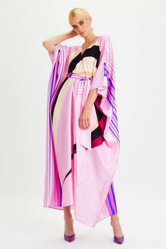 Woman Printed Soft Satin Silk Kaftan