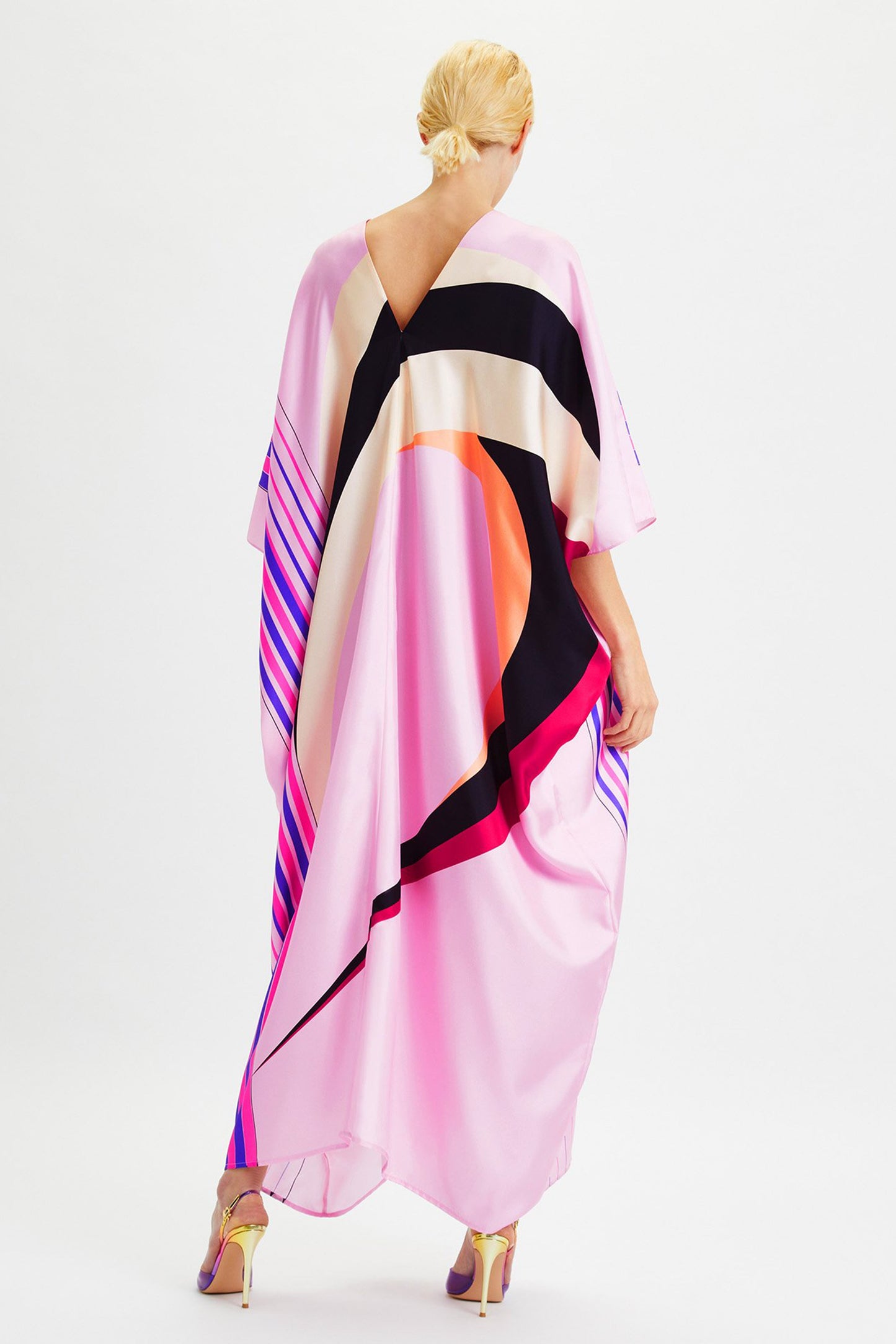 Woman Printed Soft Satin Silk Kaftan
