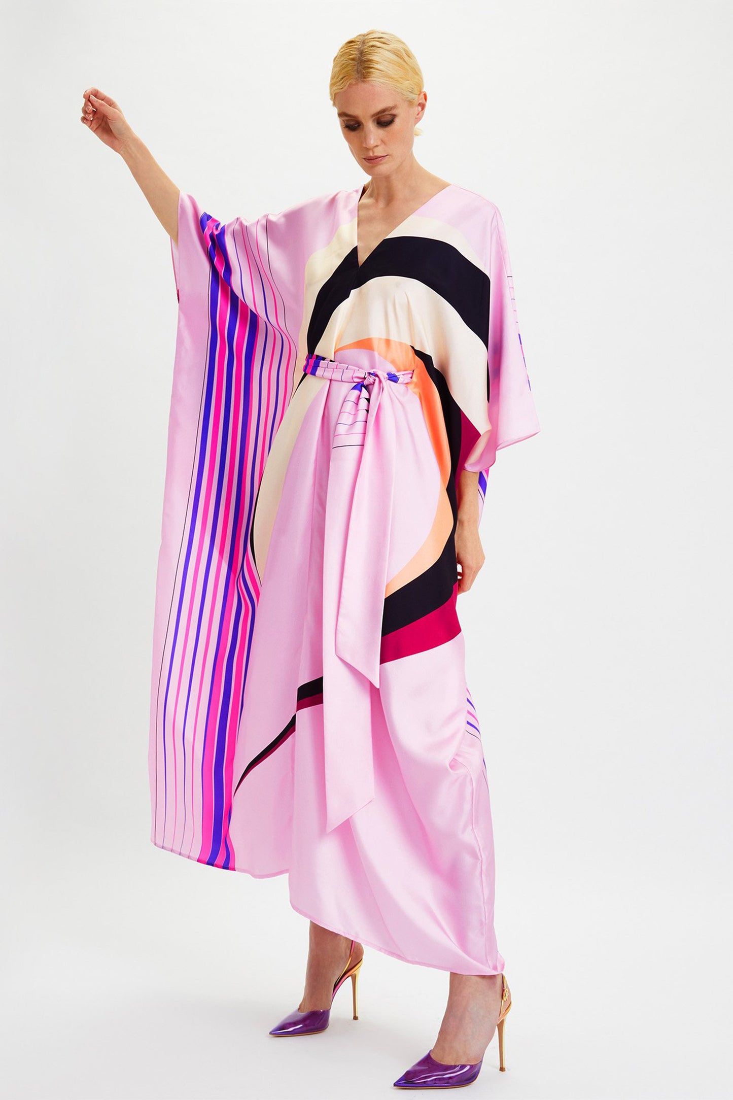 Woman Printed Soft Satin Silk Kaftan