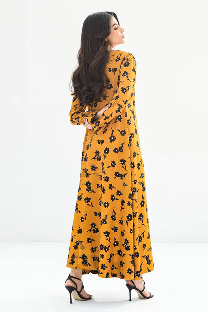 Orange Color Printed Kaftan
