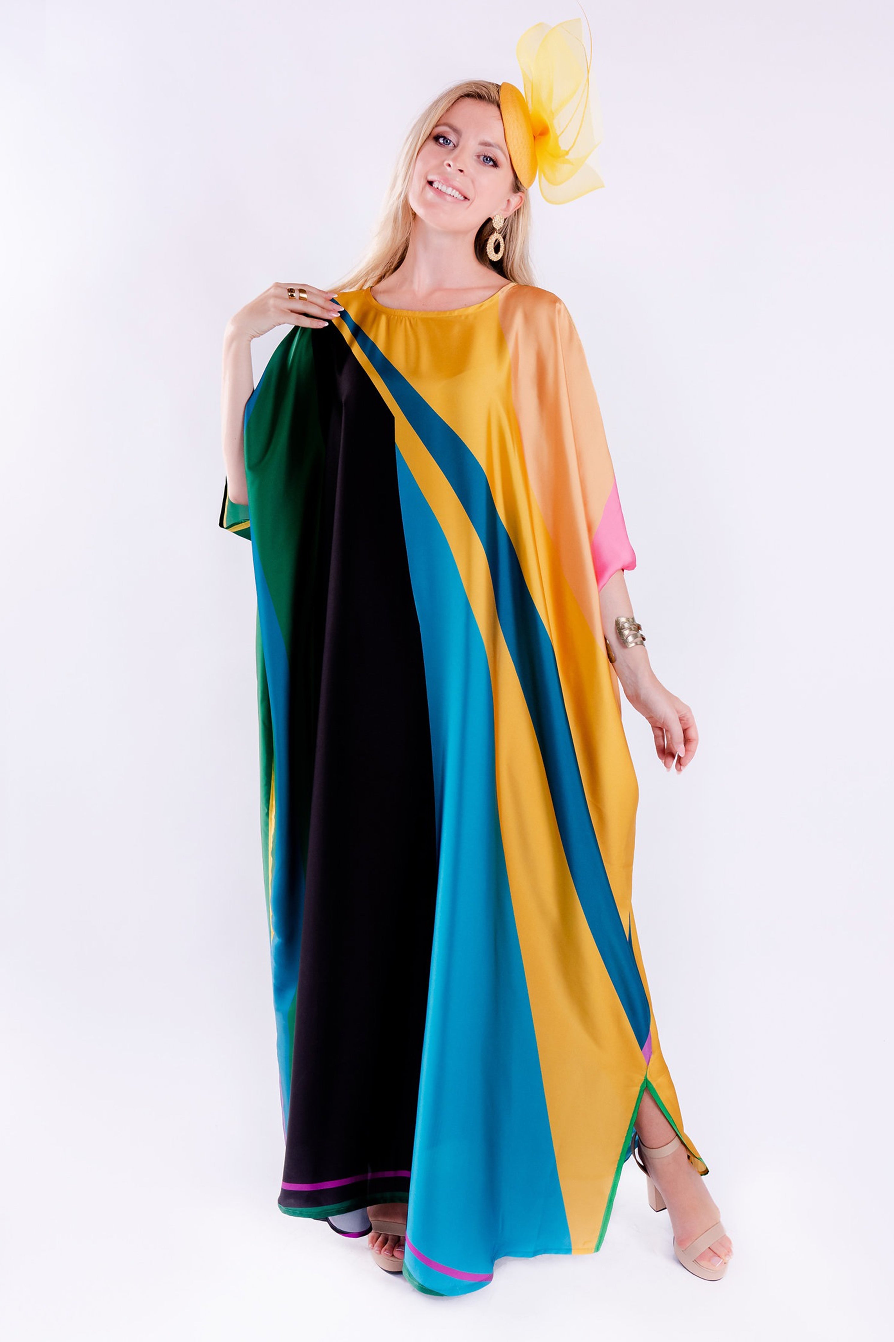 Multi Color Israeli Silk Kaftan – RobeDesert