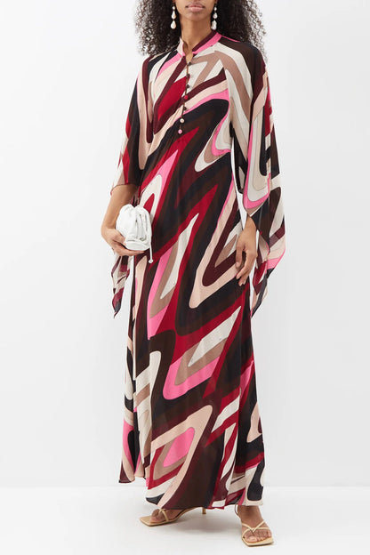 Multi Color Sleeves Silk Kaftan