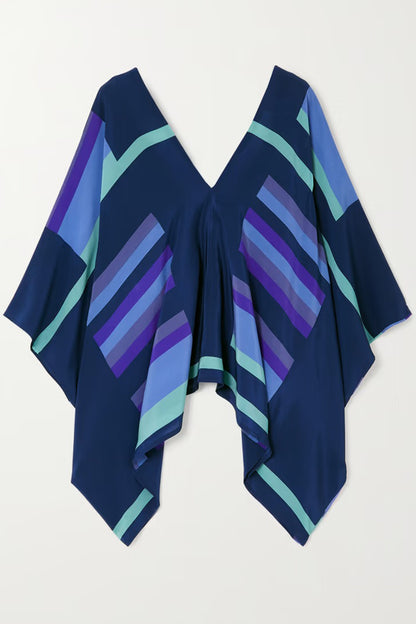 Blue Color Woman Silk Kaftan