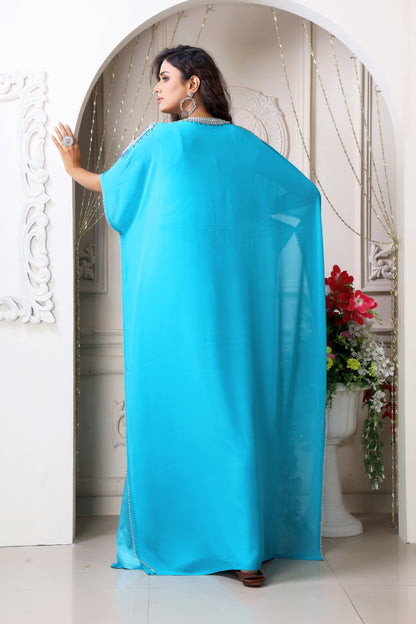 Firozi Georgette Designer Kaftan