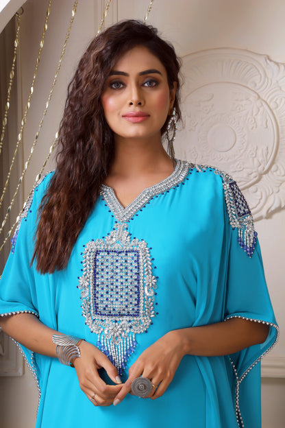 Firozi Georgette Takchita Kaftan