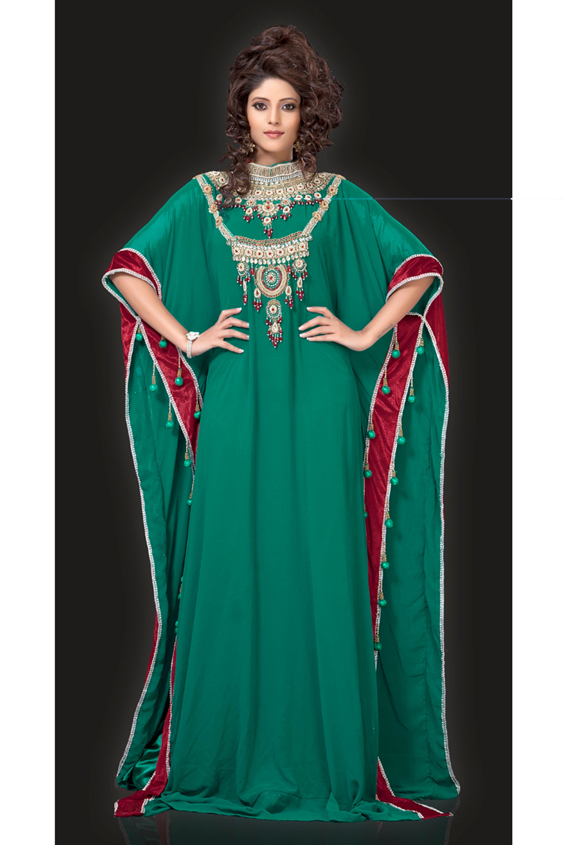 Sea Green Color Designer Arabic Kaftan Sea Green Color Designer Arabic Kaftan
