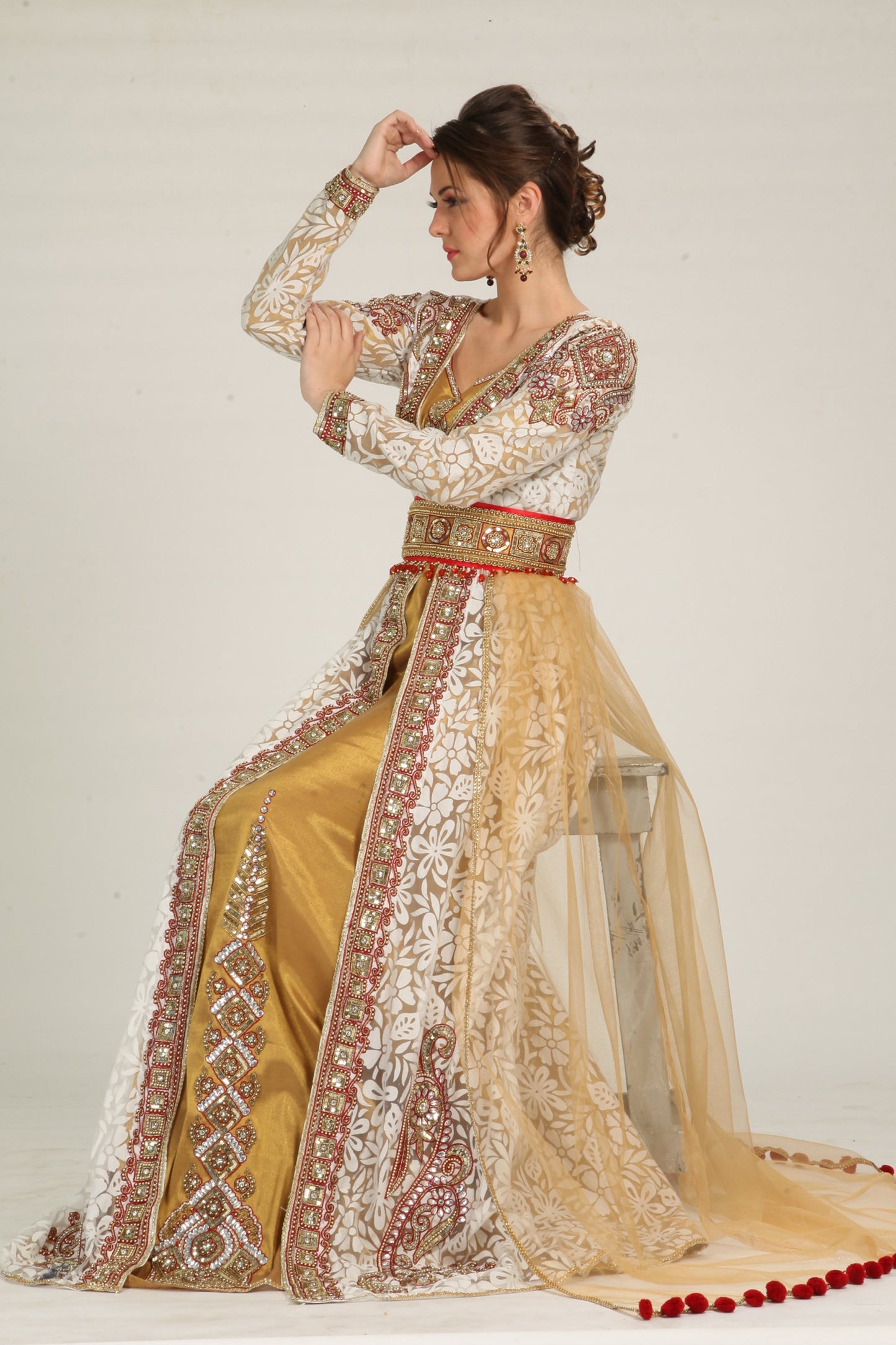 Unique Beige Wedding Moroccan Kaftans