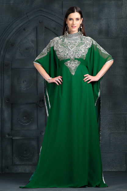 Green Color Georgette Freesize Kaftan