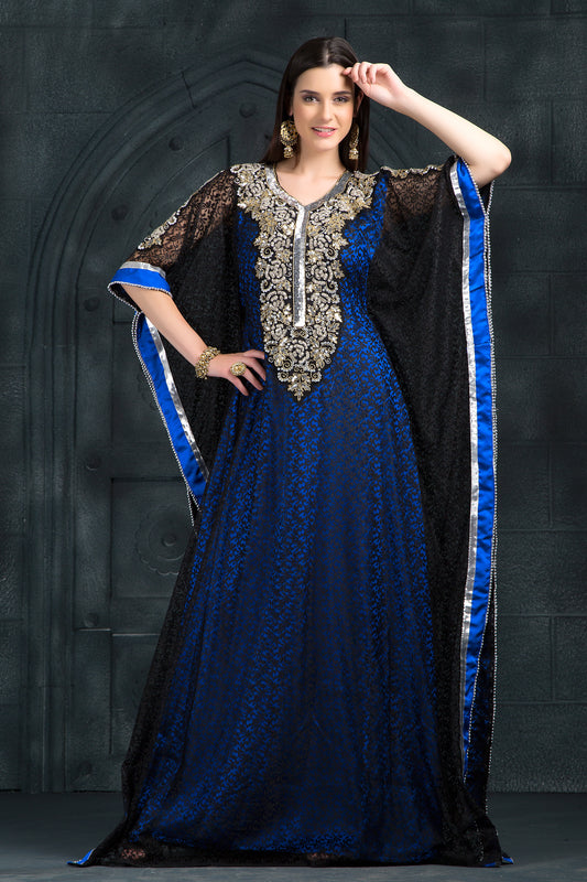 Black and Blue Georgette Kaftan