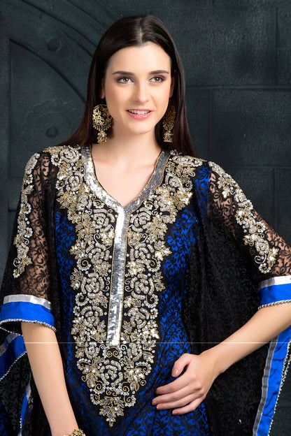 Black and Blue Georgette Kaftan