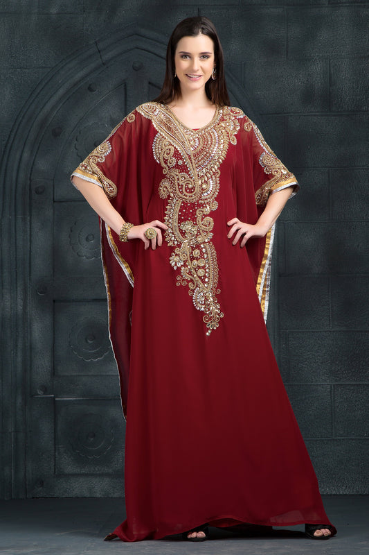 Maroon color Georgette Kaftan