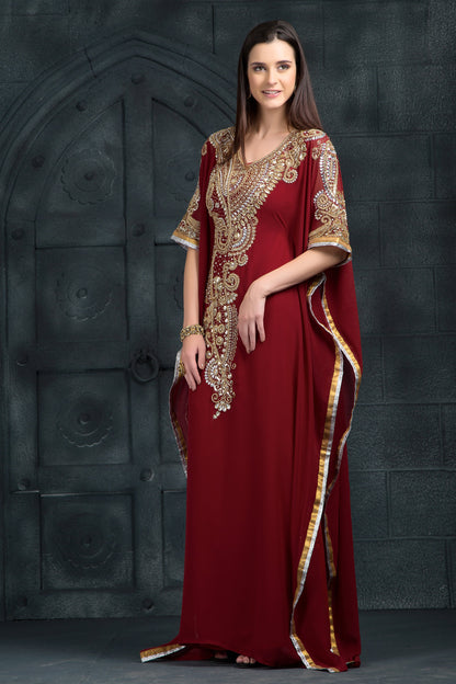 Maroon color Georgette Kaftan