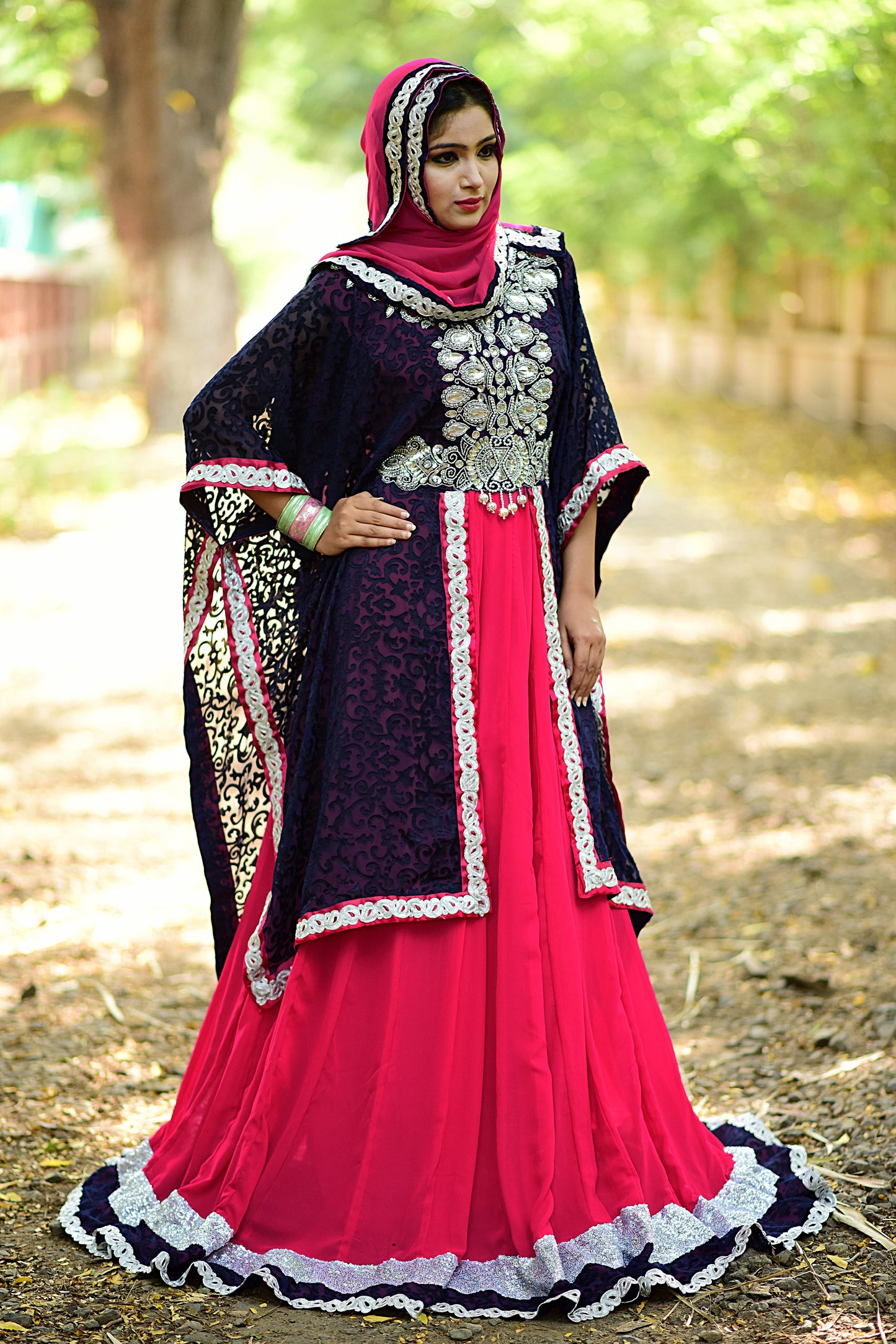 Pink and Blue Exclusive Fancy Dubai Caftan