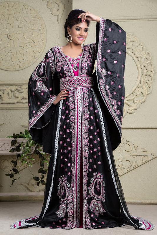 Black Color Moroccan Wedding Arabic Style Kaftan