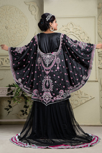 Black Color Moroccan Wedding Arabic Style Kaftan