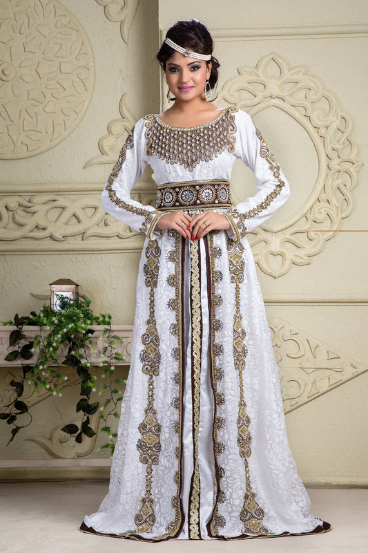 White Islamic Modern Weddings Kaftan