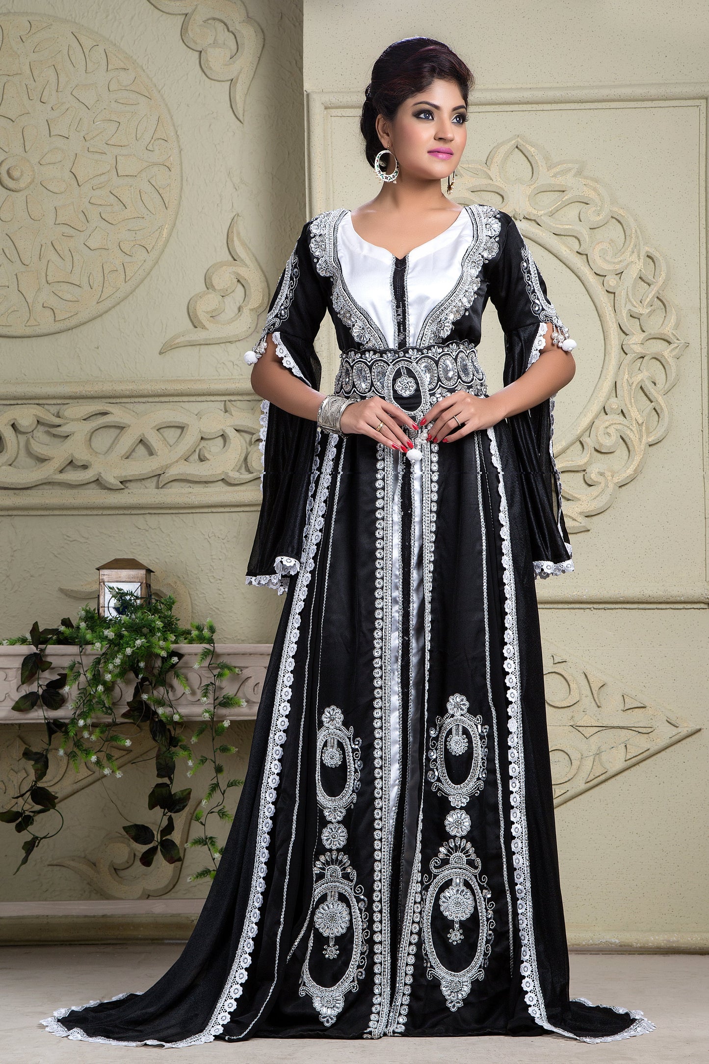 Black Color Jacket Style Moroccan Kaftan
