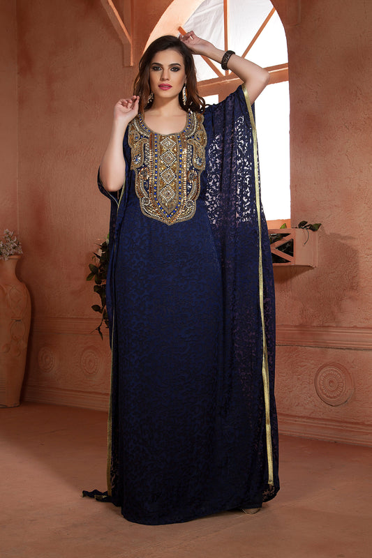 Dark Blue  Modern Partywear Kaftan