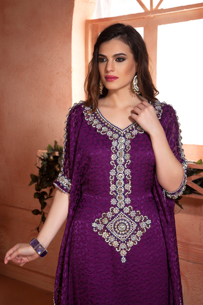 Scintillating Hand beaded Free Size Kaftan