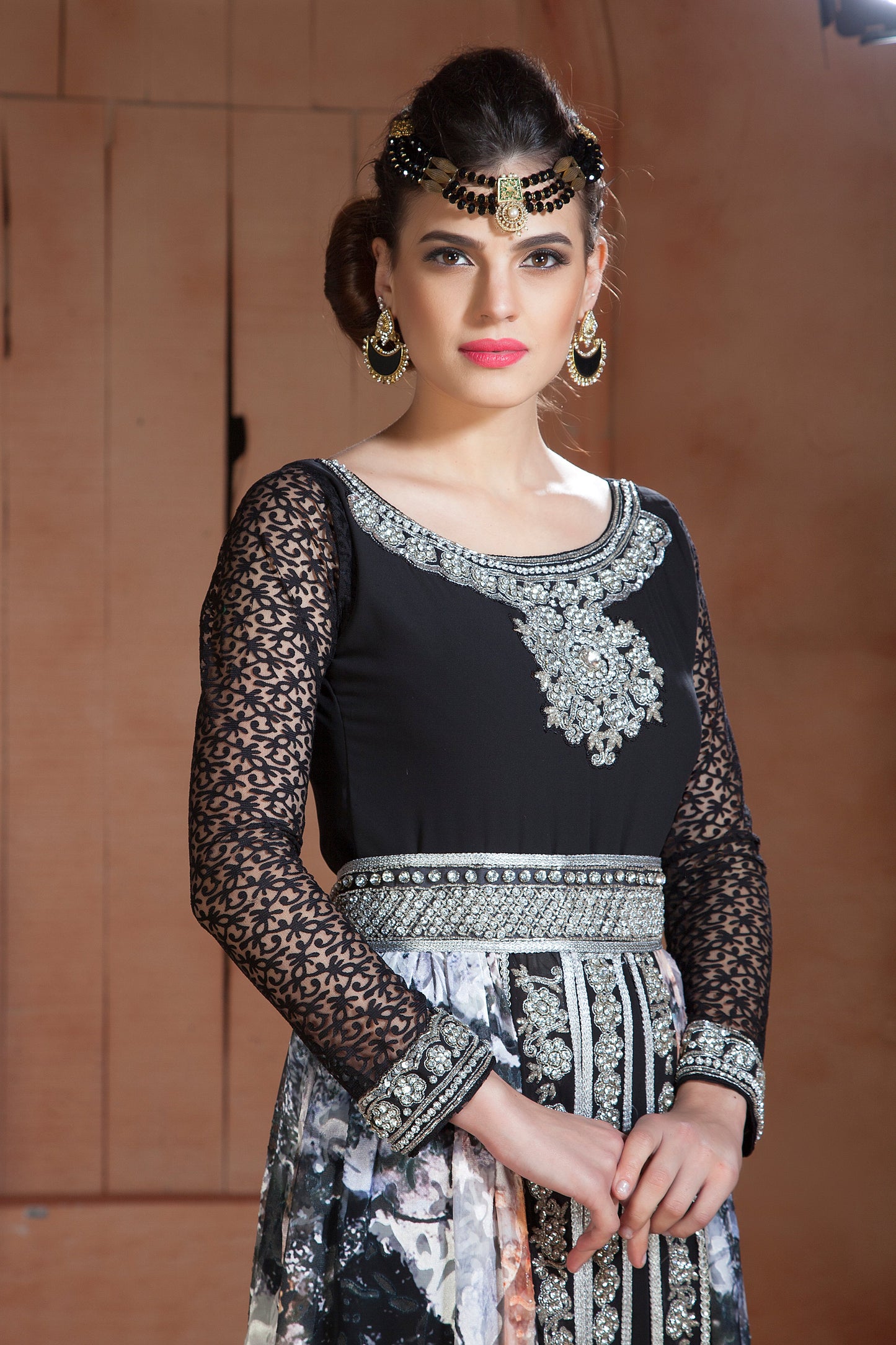 Mutil and Black Color Party Wear Full sleeve Kaftan