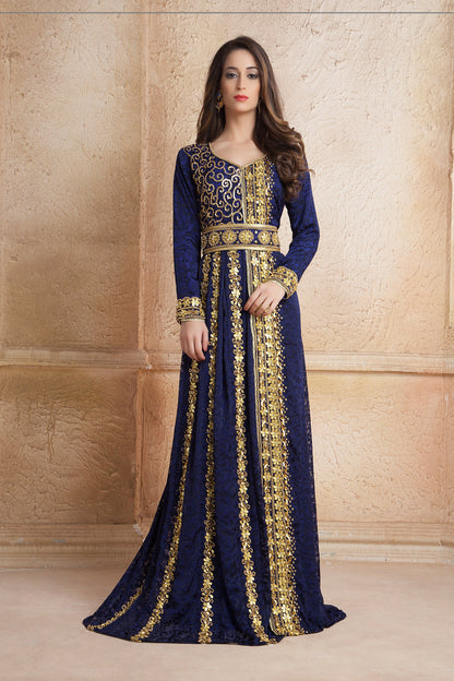 Blue Color Party Wear Full sleeve Kaftan