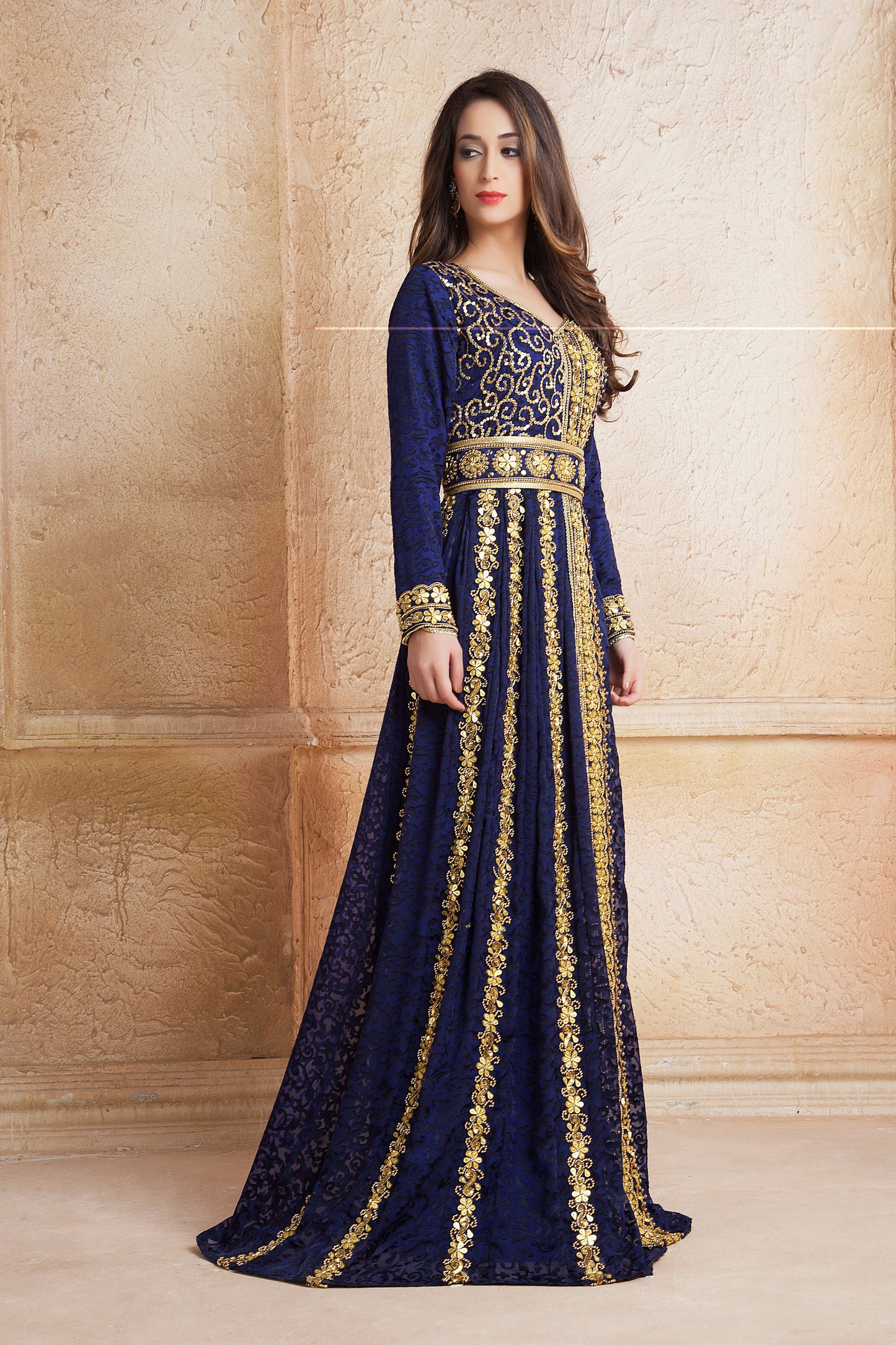Blue Color Party Wear Full sleeve Kaftan