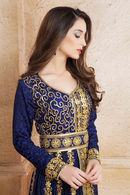 Blue Color Party Wear Full sleeve Kaftan