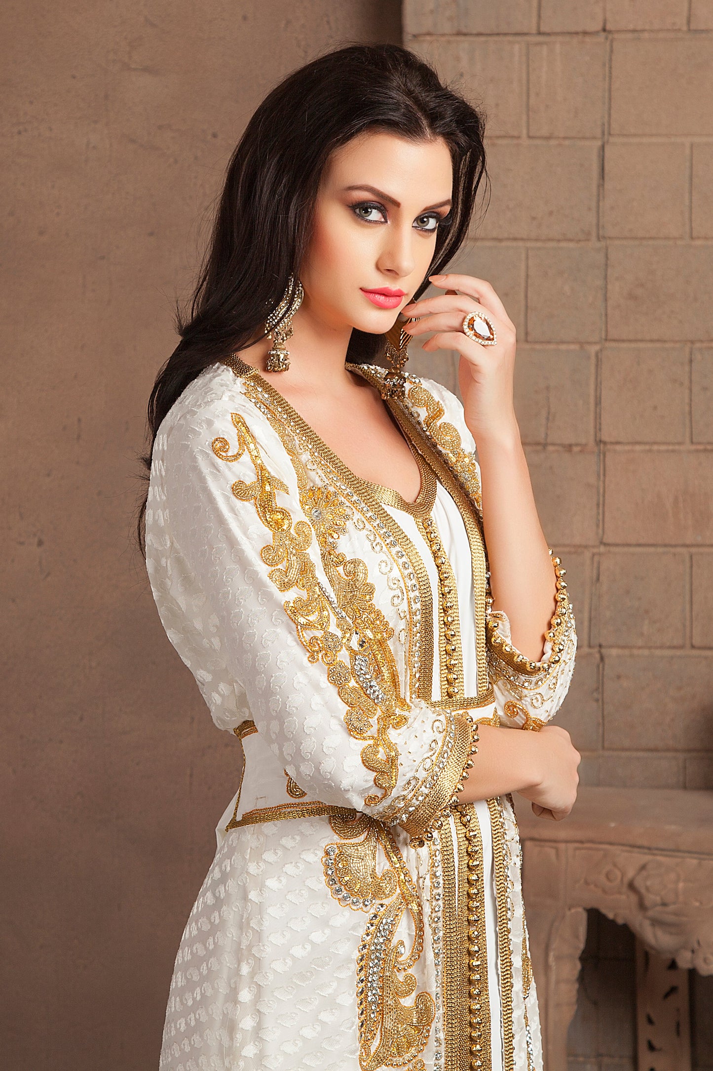 Off White Party Wear Moroccan Style Kaftan