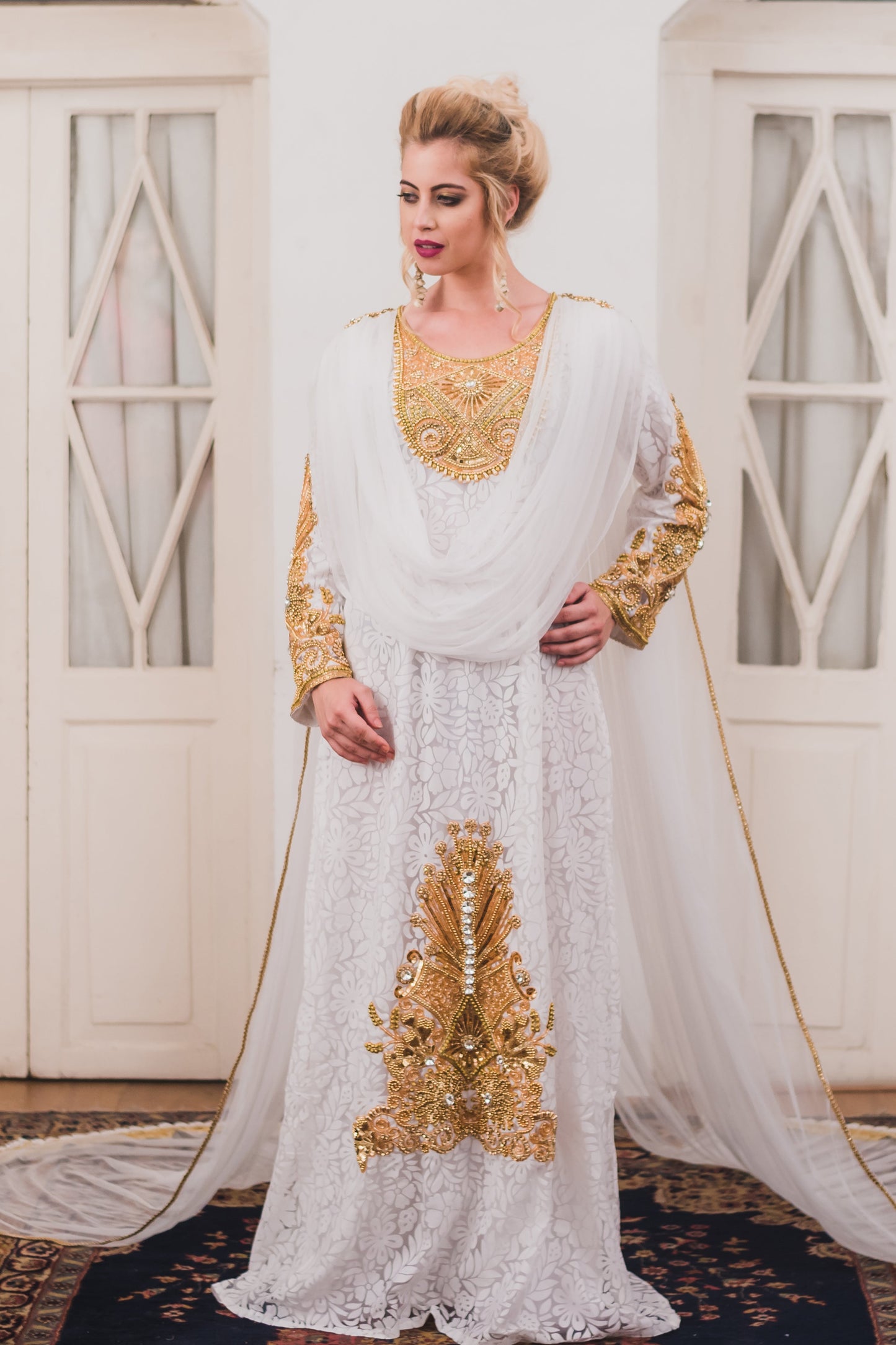 White Takchita Designer Kaftan