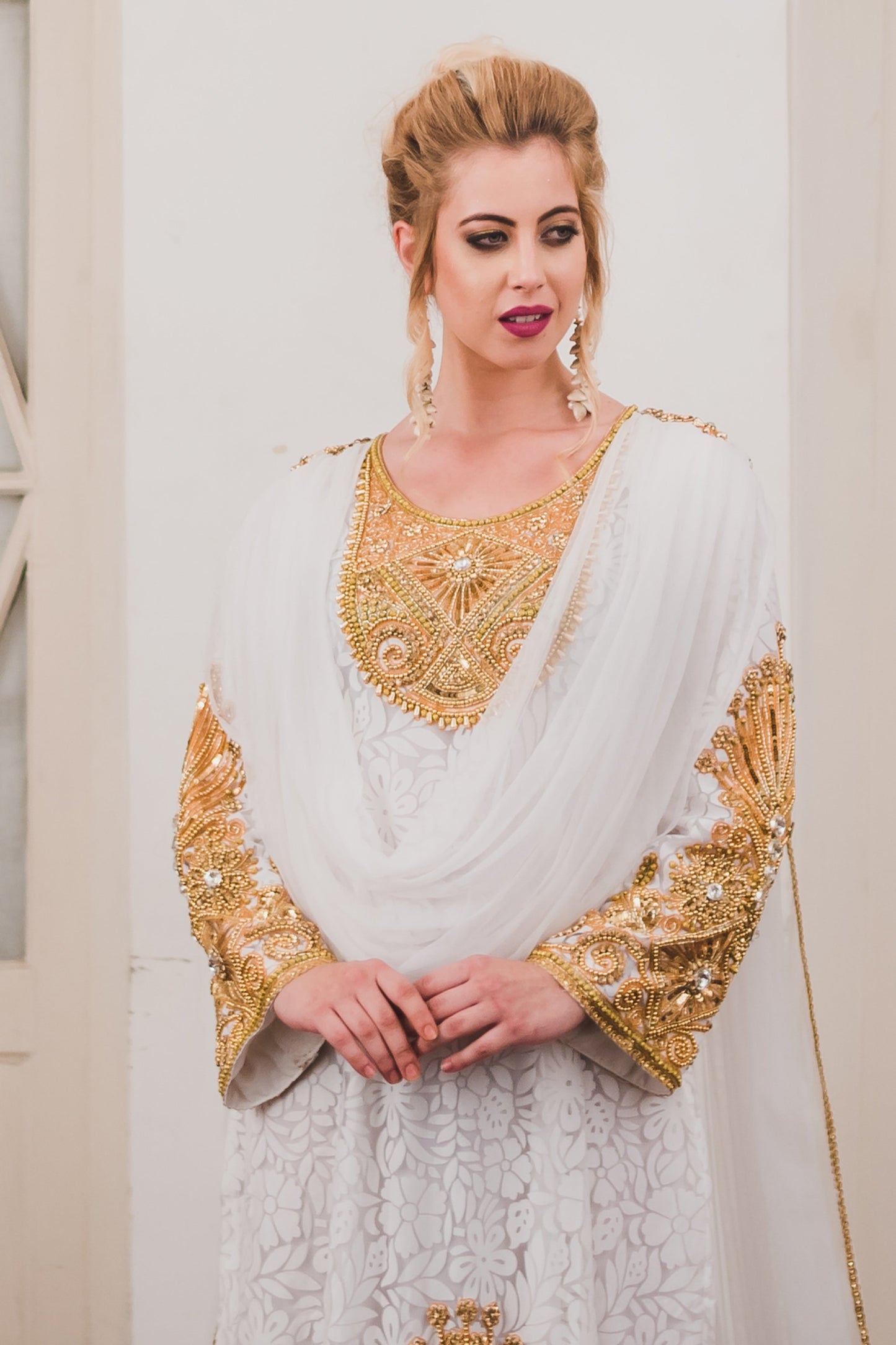 White Takchita Designer Kaftan