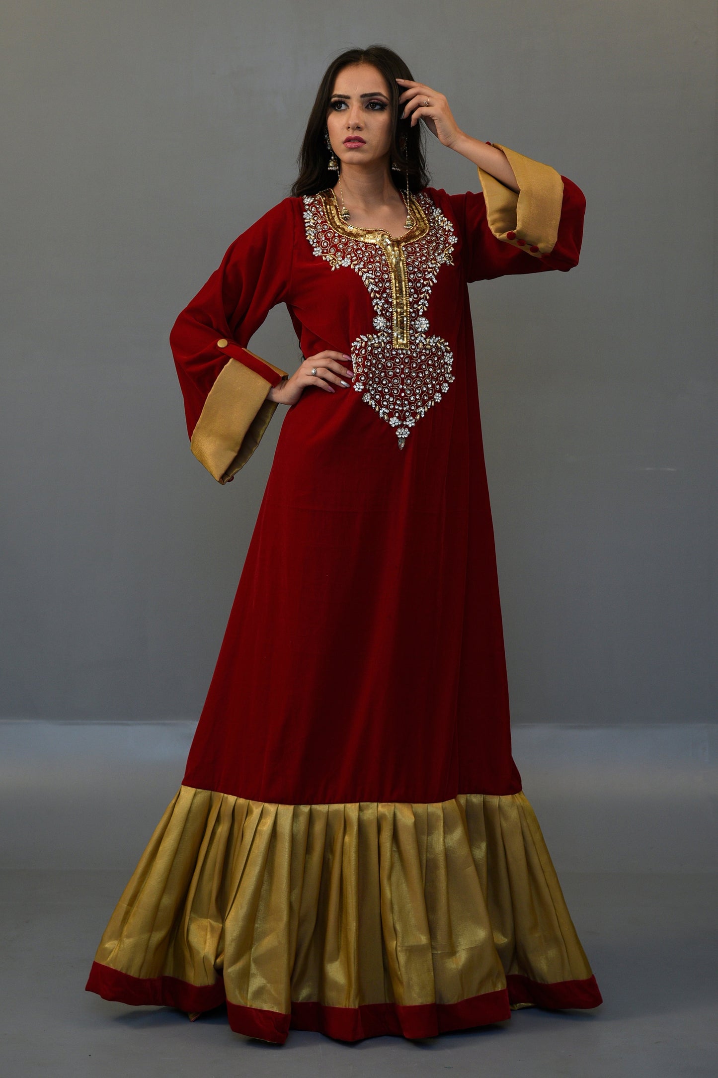 Maroon Color Moroccan Kaftan