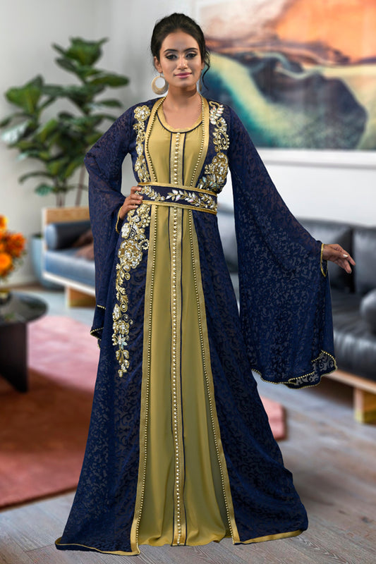 Dark Blue Color Moroccan Kaftan