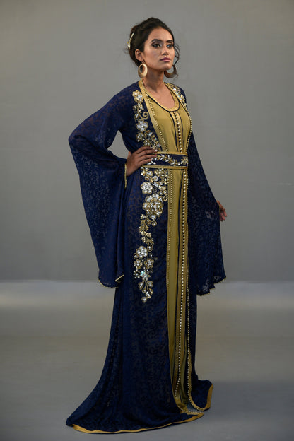 Dark Blue Color Moroccan Kaftan