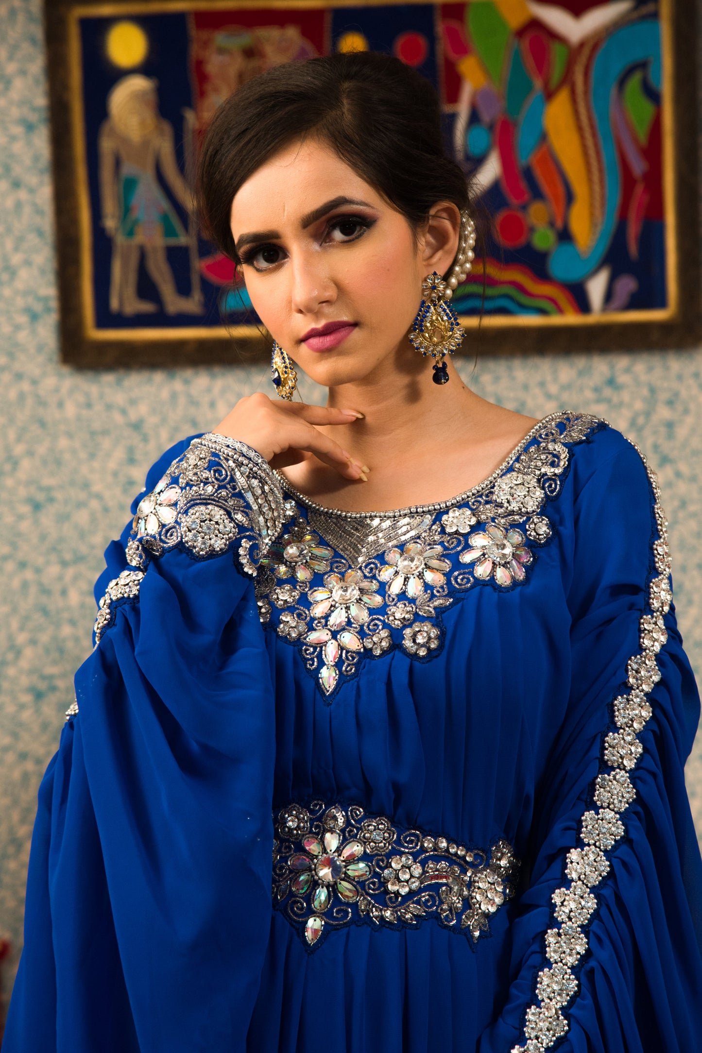 Blue Color Arabic Muslim Caftan
