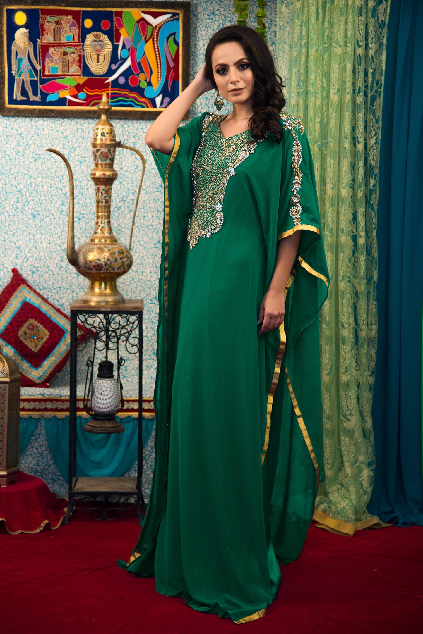 Sea Green Color Georgette Kaftan