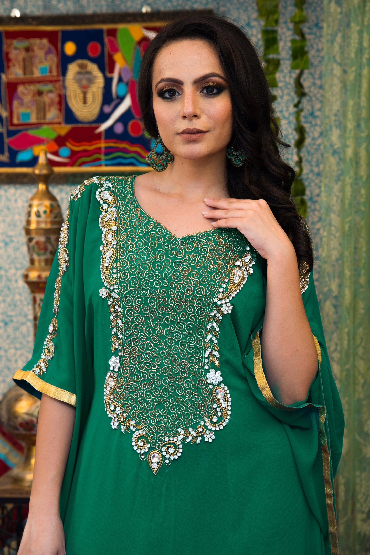 Sea Green Color Georgette Kaftan
