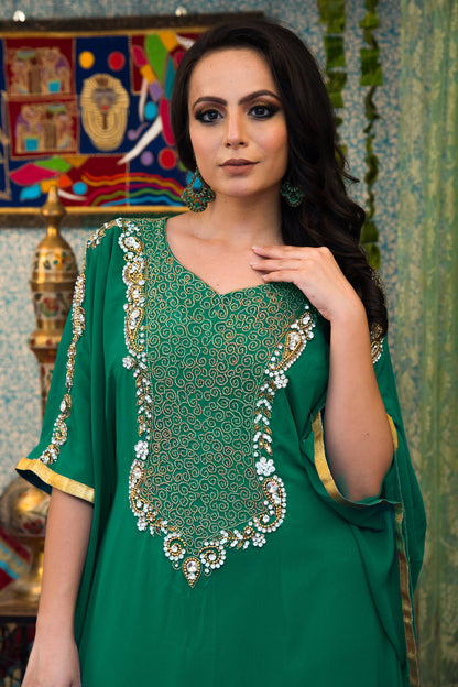 Sea Green Color Georgette Kaftan