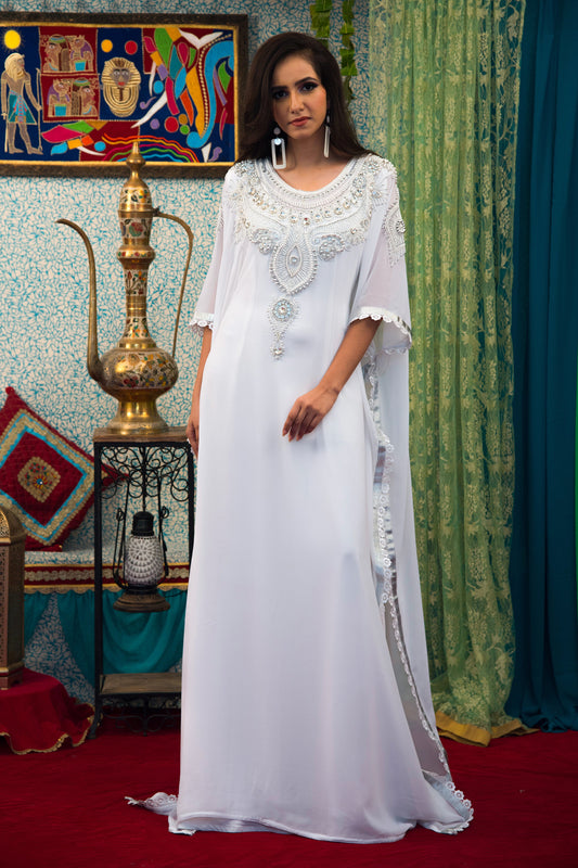 White Color Trendy Abaya Dress
